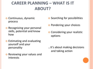 CAREER PLANNING – WHAT IS IT ABOUT? 