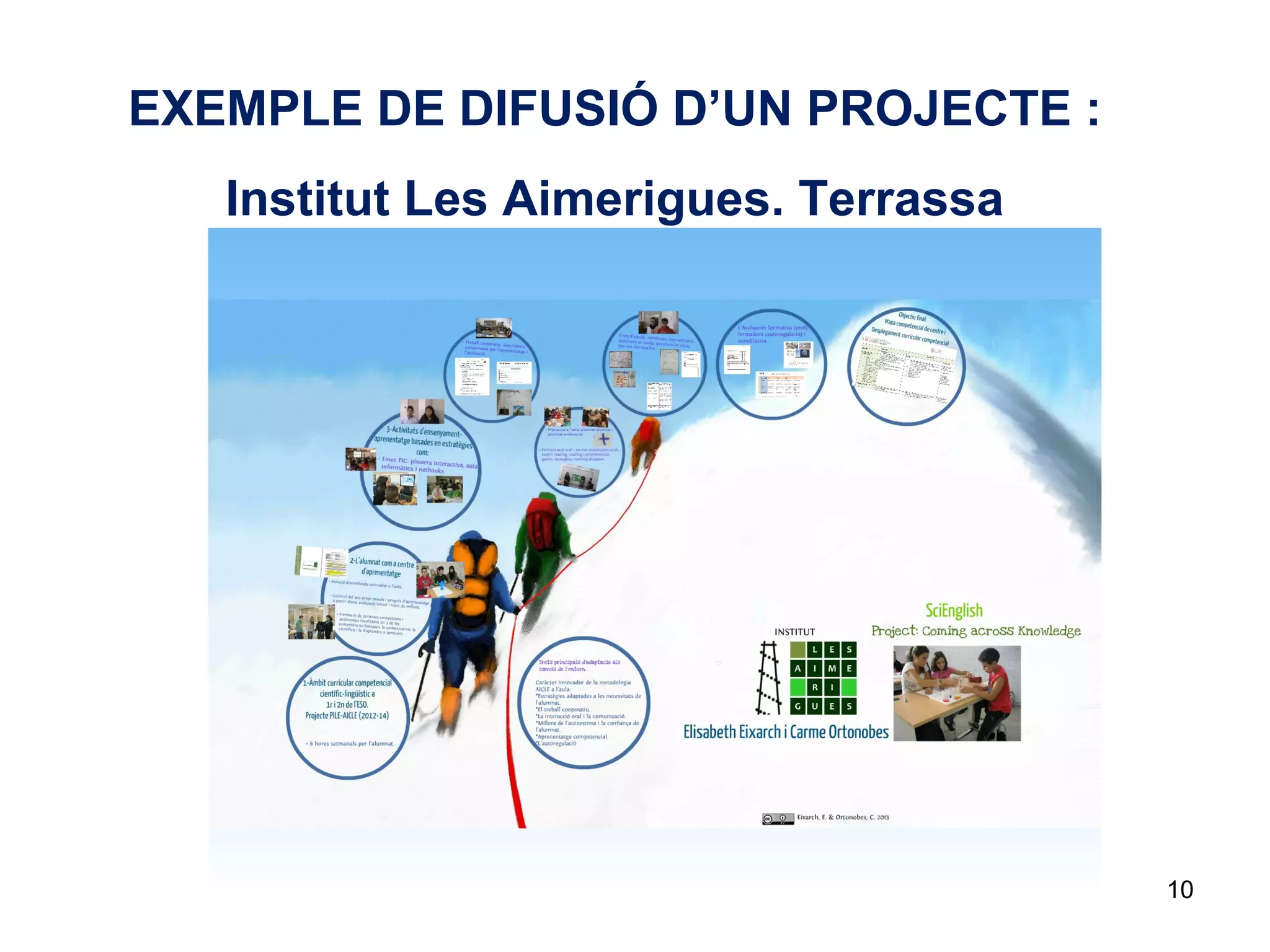 10
EXEMPLE DE DIFUSIÓ D’UN PROJECTE :
Institut Les Aimerigues. Terrassa
 