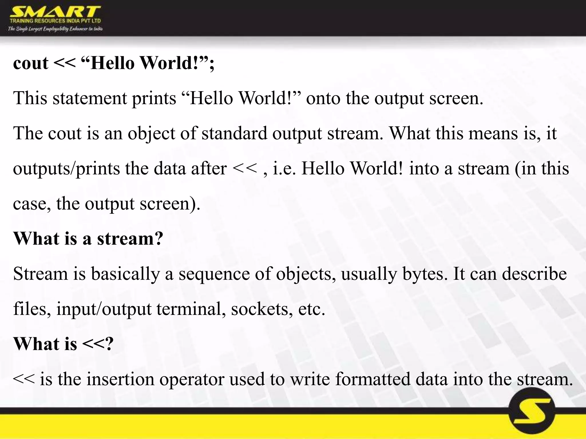 Session 1 - c++ intro | PPT