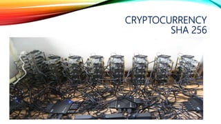 CRYPTOCURRENCY
SHA 256
“A Peer-to-Peer Electronic Cash
System.“
 