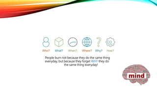People burn not because they do the same thing
everyday, but because they forget WHY they do
the same thing everyday!
 