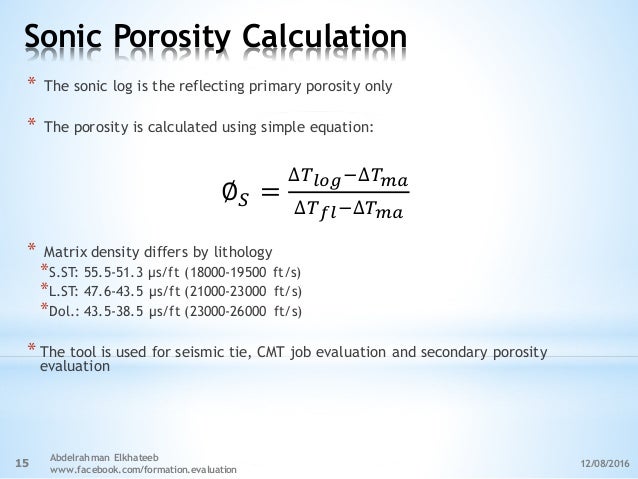 Sonic Porosity Chart