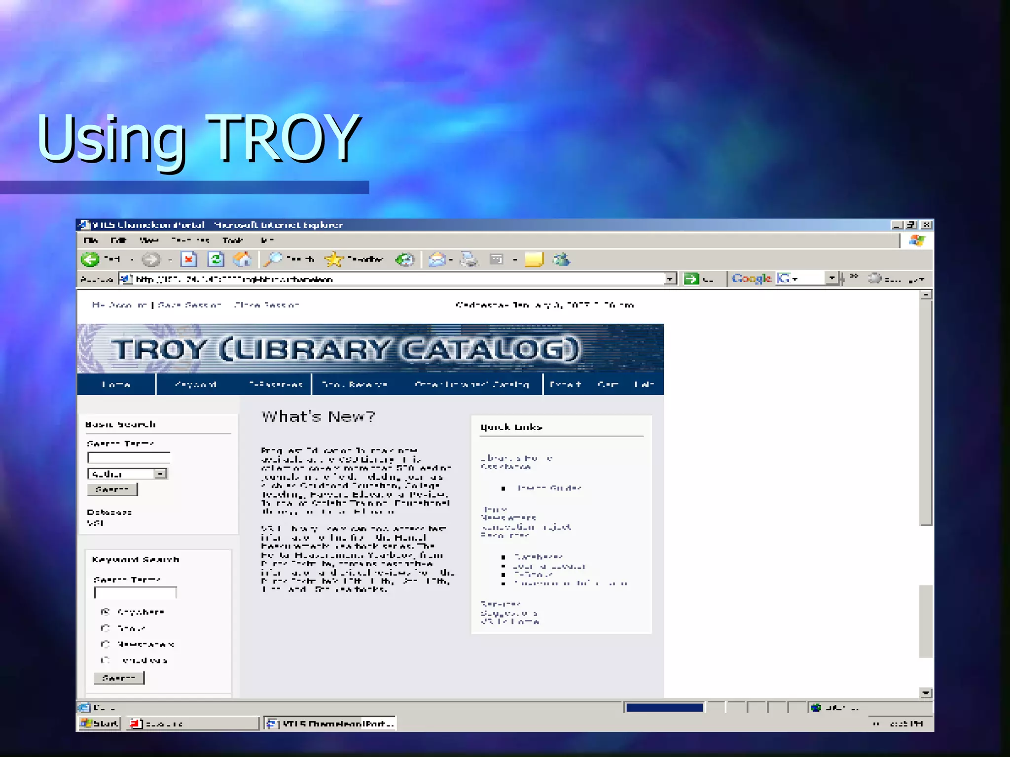 Using TROY 