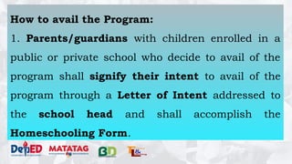 Implementation of Flexible Learning Options - Homeschooling program.pptx