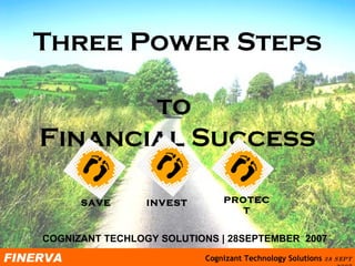 Three Power Steps  to  Financial Success COGNIZANT TECHLOGY SOLUTIONS | 28SEPTEMBER  2007 SAVE INVEST PROTECT 