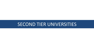 SECOND TIER UNIVERSITIES
 