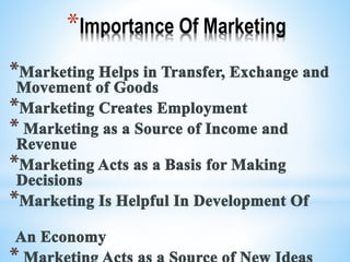 *Importance Of Marketing
 