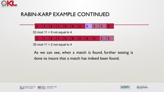 rabin krap string matching algorithm eith example | PPTX