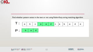 rabin krap string matching algorithm eith example | PPTX
