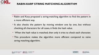 rabin krap string matching algorithm eith example | PPTX