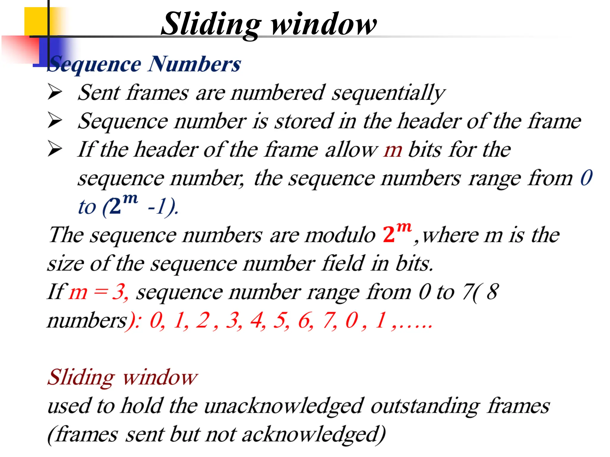 Sliding window
 