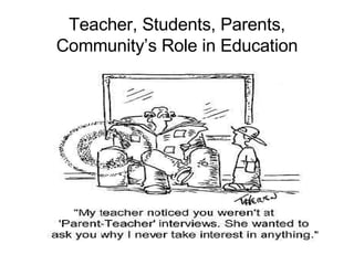 Teacher, Students, Parents, Community’s Role in Education 