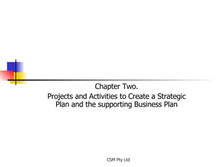 Chapter Two. Projects and Activities to Create a Strategic Plan and the supporting Business Plan 