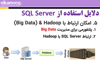 ‫از‬ ‫استفاده‬ ‫دالیل‬
SQL Server
5
.
‫با‬ ‫ارتباط‬ ‫امکان‬
Hadoop
&
(
Big Data
)
1
.
‫مدیریت‬ ‫برای‬ ‫پلتفورمی‬
Big Data
...