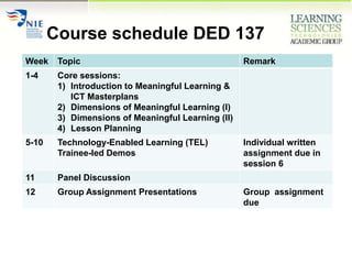 Course schedule DED 137 