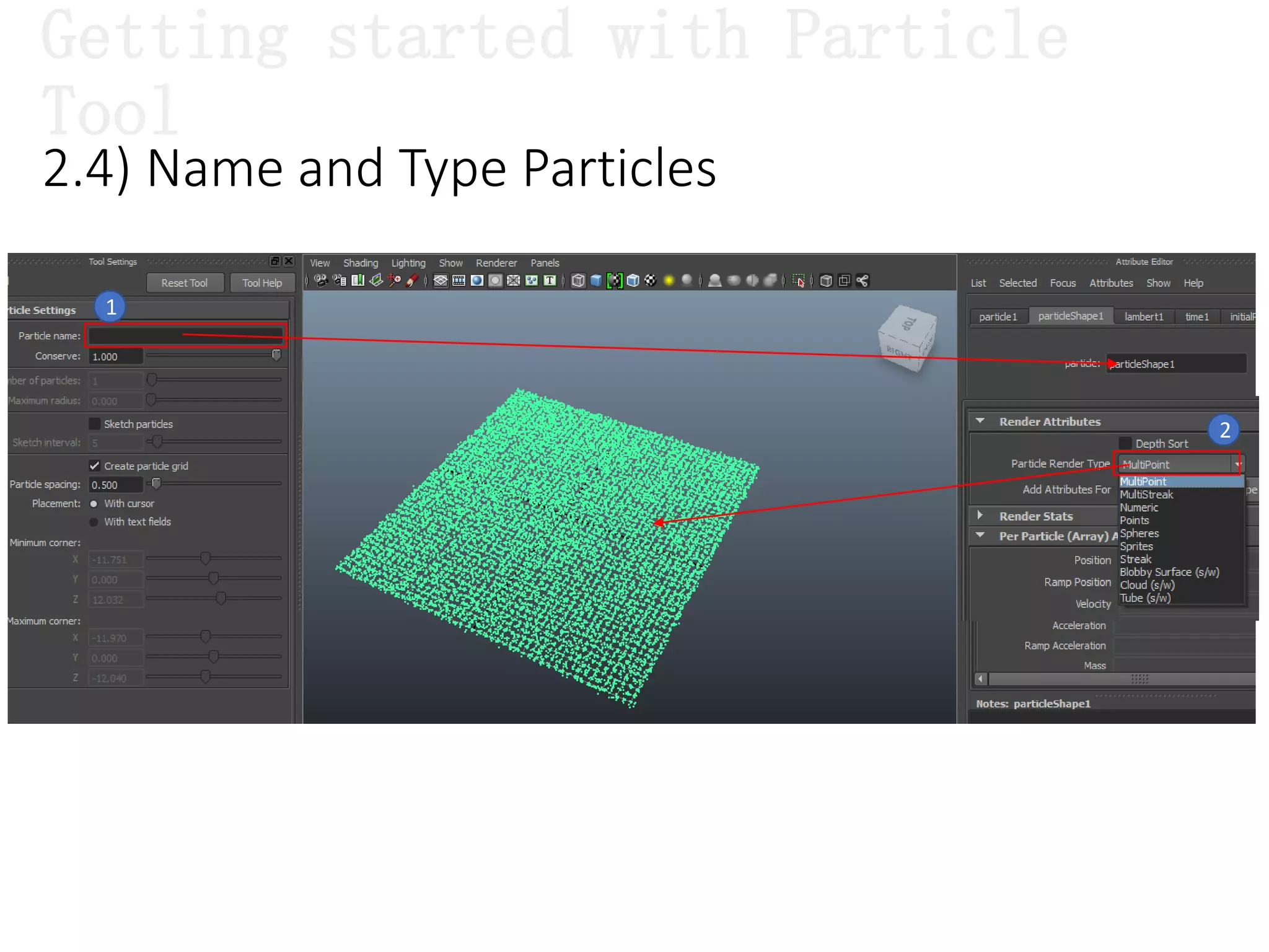 2.4) Name and Type Particles
1
2
Getting started with Particle
Tool
 