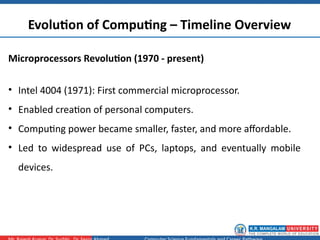 Evolution of Computing to Understand what computer science is and how ...