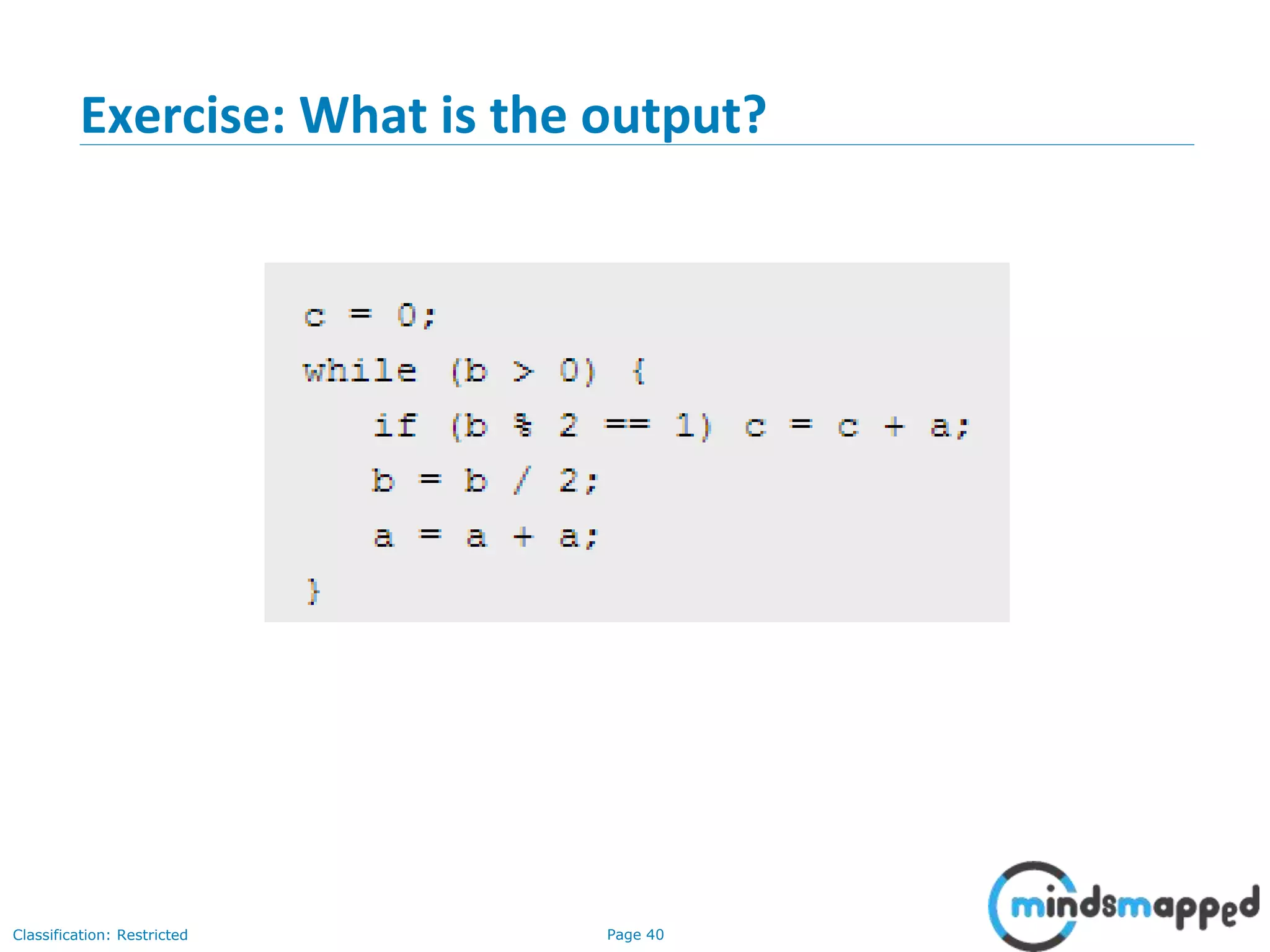 Page 40Classification: Restricted Exercise: What is the output? 
