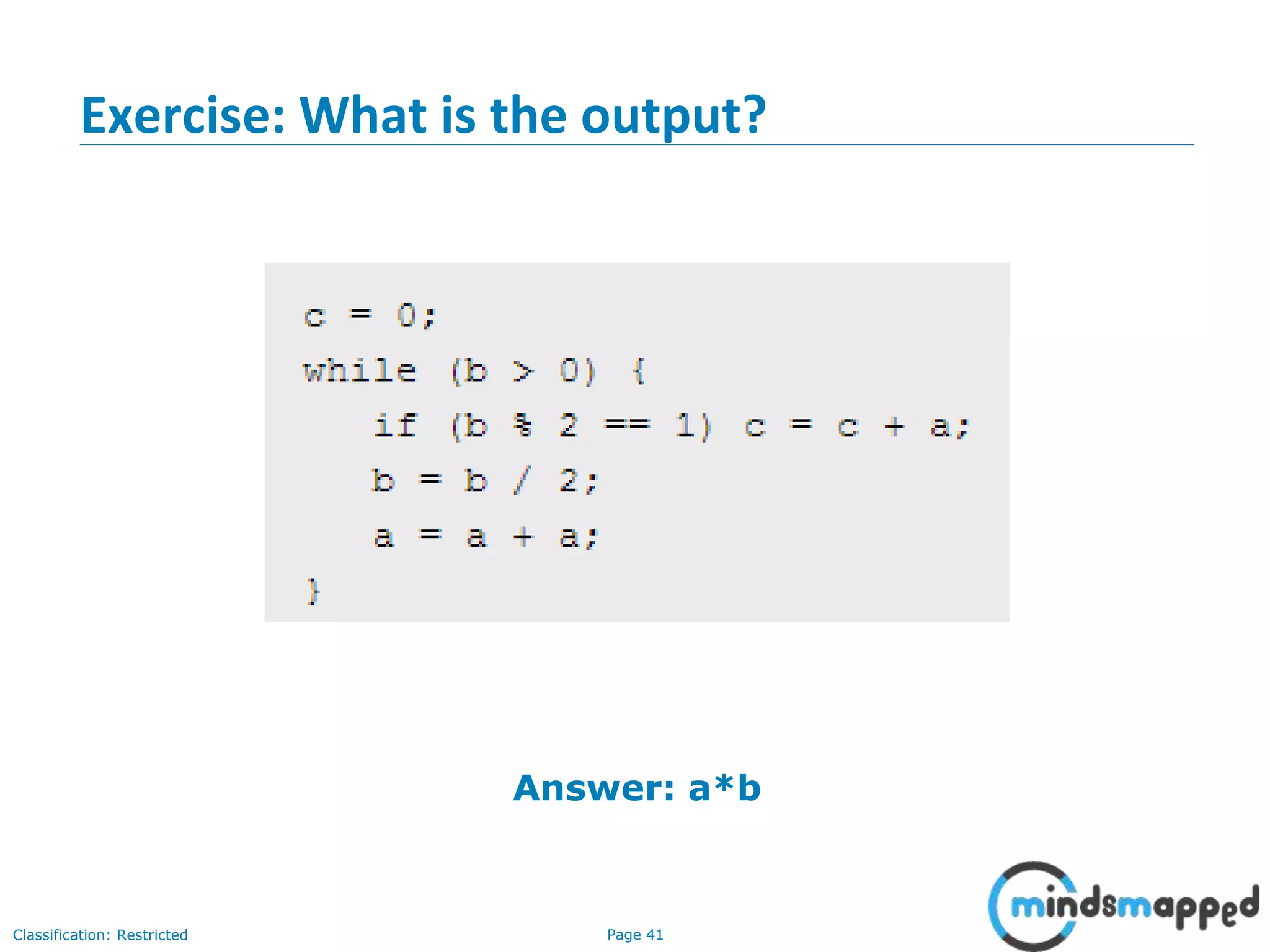 Page 41Classification: Restricted Exercise: What is the output? Answer: a*b 