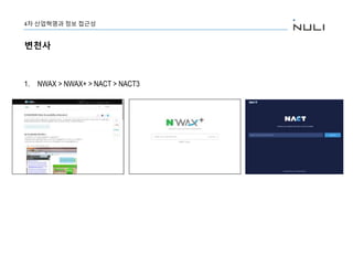 1. NWAX > NWAX+ > NACT > NACT3
4차 산업혁명과 정보 접근성
변천사
 