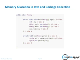 Page 4Classification: Restricted
Memory Allocation in Java and Garbage Collection
 
