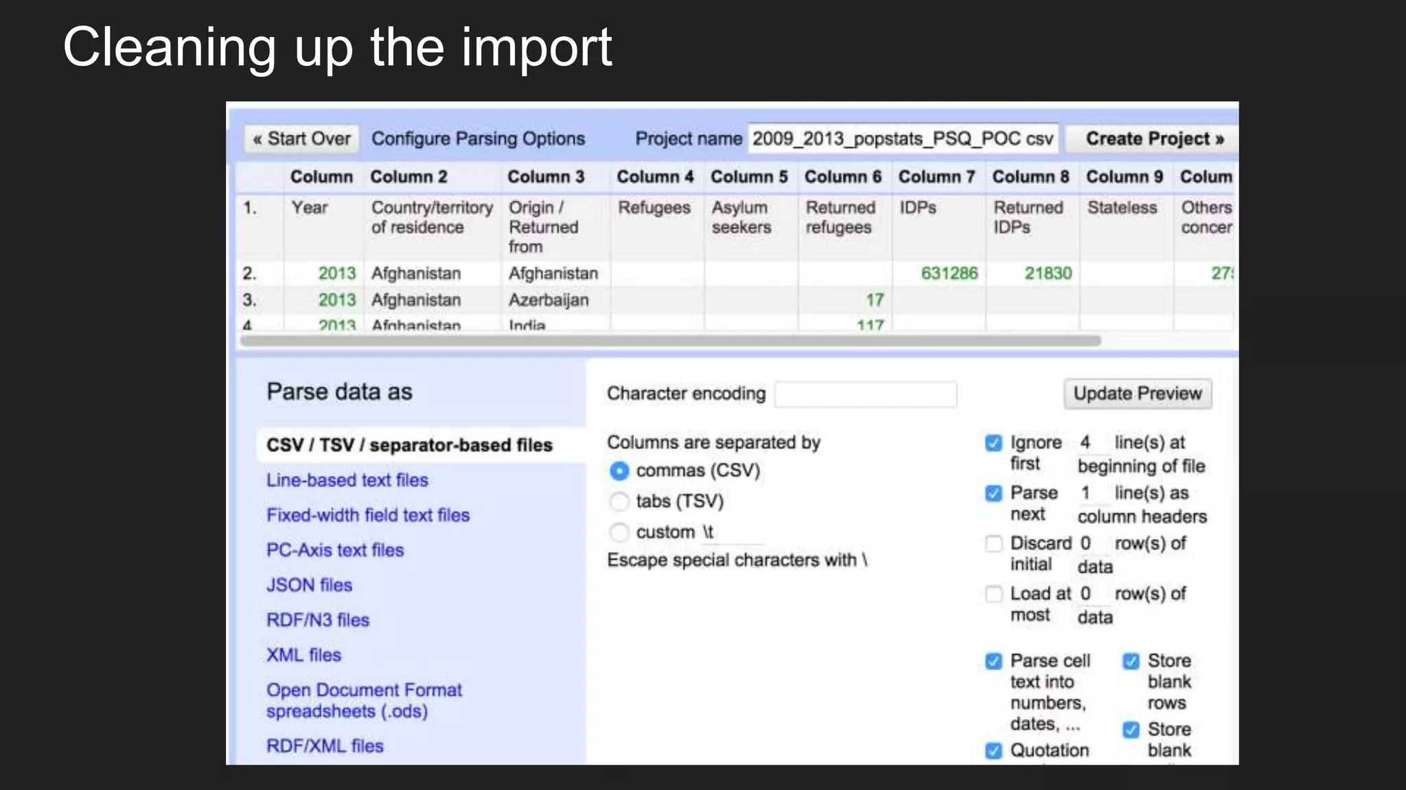 Cleaning up the import
 