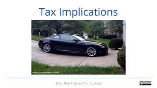 Start, Run & Grow Your Business
Tax Implications
 