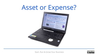 Start, Run & Grow Your Business
Asset or Expense?
 