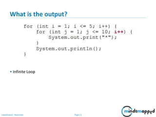 Page 11Classification: Restricted
What is the output?
• Infinite Loop
 