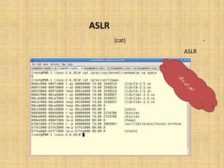 ‫ﻗﺒﻞ از ‪ASLR‬‬
‫وﺿﻌﯿﺖ ﻓﻀﺎي آدرس ﯾﮏ ﺑﺮﻧﺎﻣﻪ )‪ (cat‬در دو ﺑﺎر اﺟﺮاي ﻣﺨﺘﻠﻒ ﻗﺒﻞ از ﻓﻌﺎل ﺳﺎزي ‪ ASLR‬ﺑﻪ‬   ‫-‬
                                                             ‫ﺻﻮرت زﯾﺮ ﻣﯽ ﺑﺎﺷﺪ:‬
 