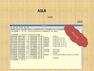 ‫ﺑﻌﺪ از ‪ASLR‬‬
‫وﺿﻌﯿﺖ ﻓﻀﺎي آدرس ﯾﮏ ﺑﺮﻧﺎﻣﻪ )‪ (cat‬در دو ﺑﺎر اﺟﺮاي ﻣﺨﺘﻠﻒ ﺑﻌﺪ از ﻓﻌﺎل ﺳﺎزي ‪ ASLR‬ﺑﻪ‬   ‫-‬
                                                             ‫ﺻﻮرت زﯾﺮ ﻣﯽ ﺑﺎﺷﺪ:‬
 