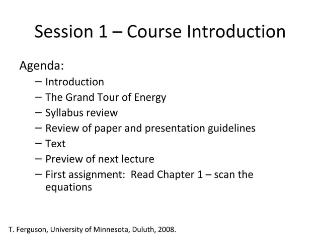 Session 1 energy course introduction | PPT