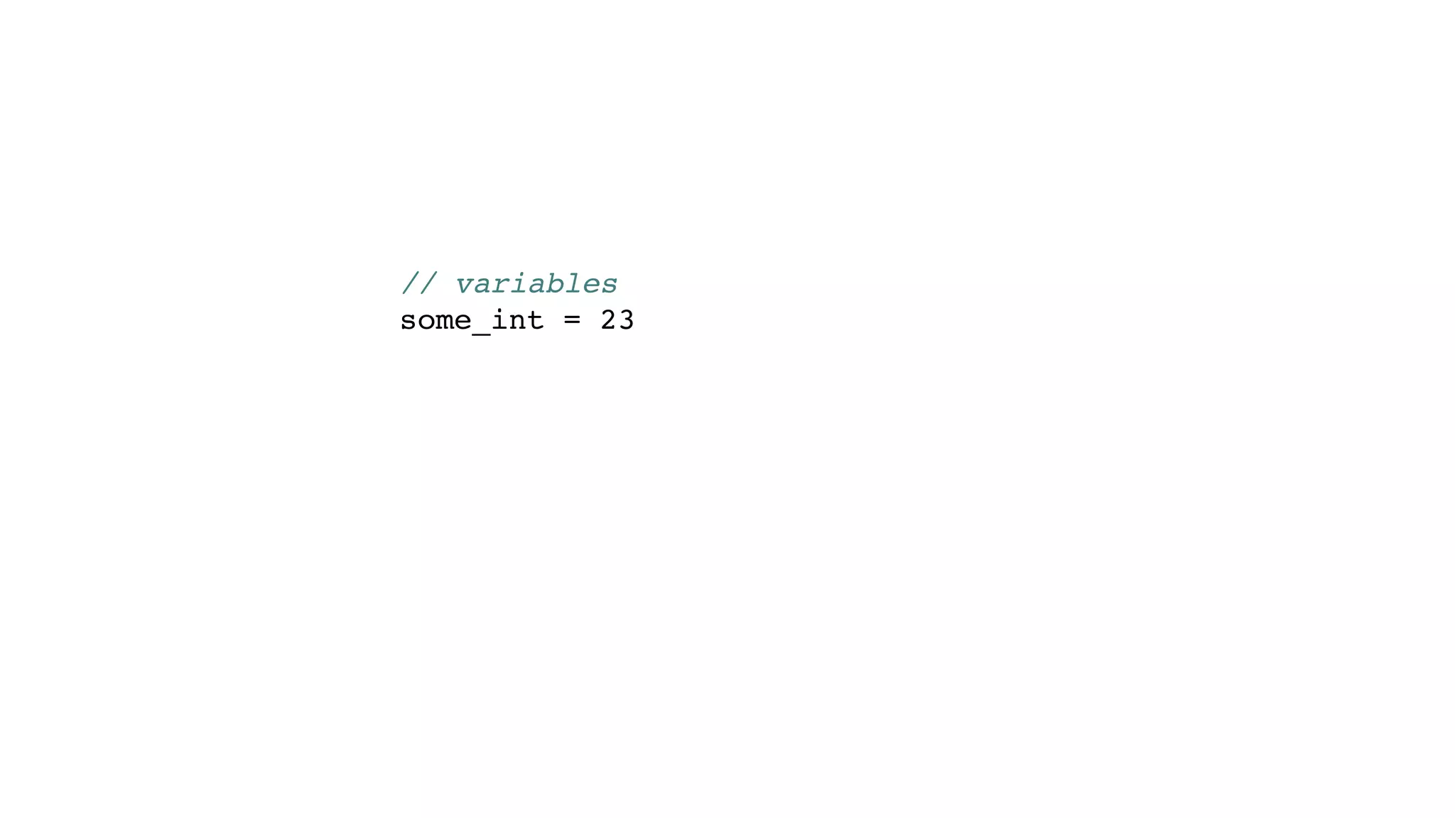 // variables
some_int = 23
 