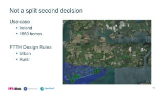 Not a split second decision
Use-case
 Ireland
 1660 homes
FTTH Design Rules
 Urban
 Rural
15
 
