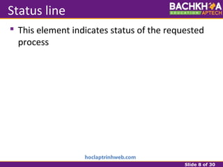 Slide 8 of 30
Status line
 This element indicates status of the requested
process
 
