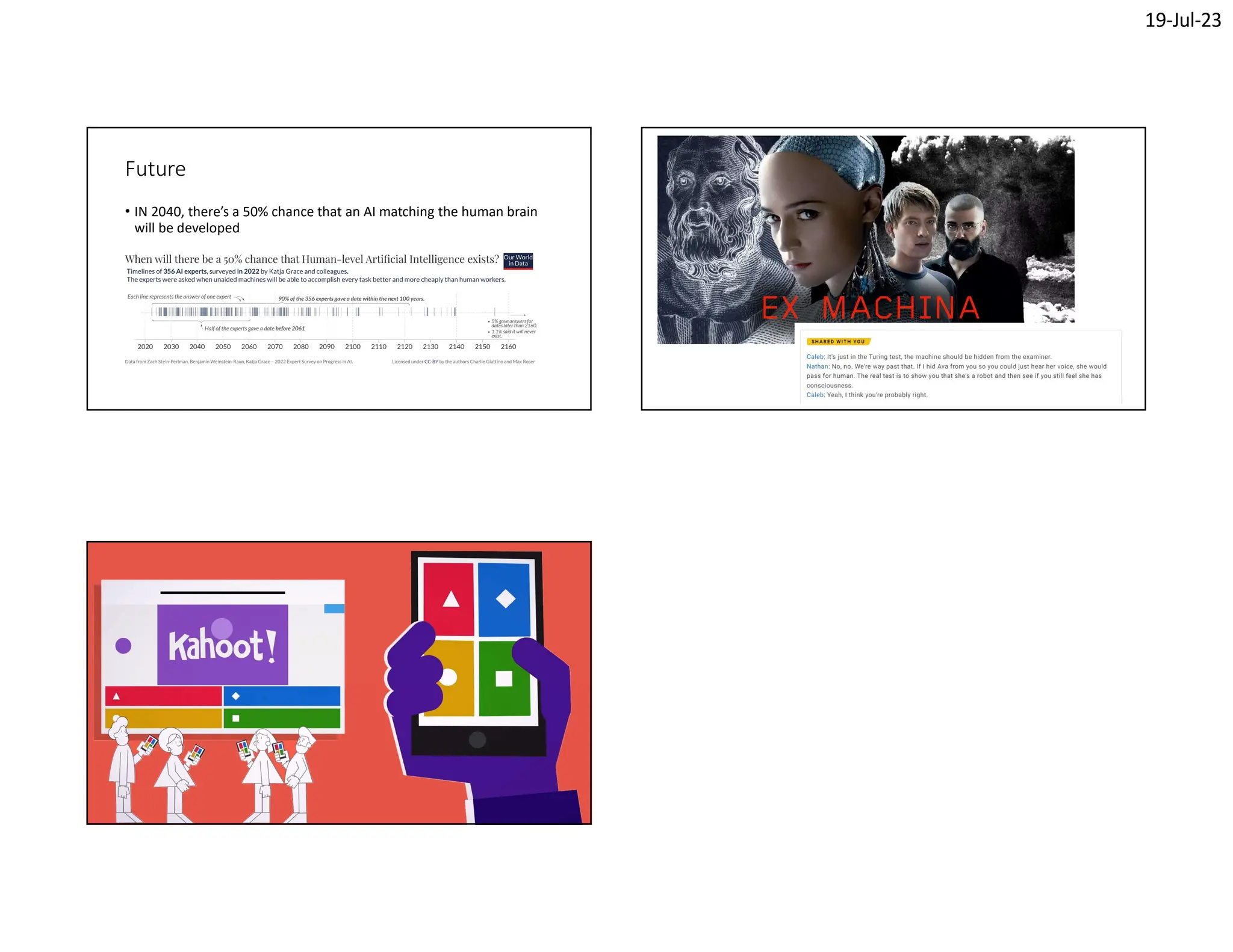 19-Jul-23
Future
• IN 2040, there’s a 50% chance that an AI matching the human brain
will be developed
 