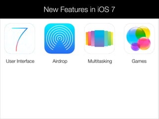 User Interface Airdrop Multitasking Games
New Features in iOS 7
 