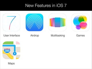 User Interface Airdrop Multitasking Games
Maps
New Features in iOS 7
 