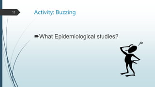 Activity: Buzzing
What Epidemiological studies?
11
 