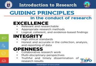 Introduction to Research
DEPARTMENT OF EDUCATION
 