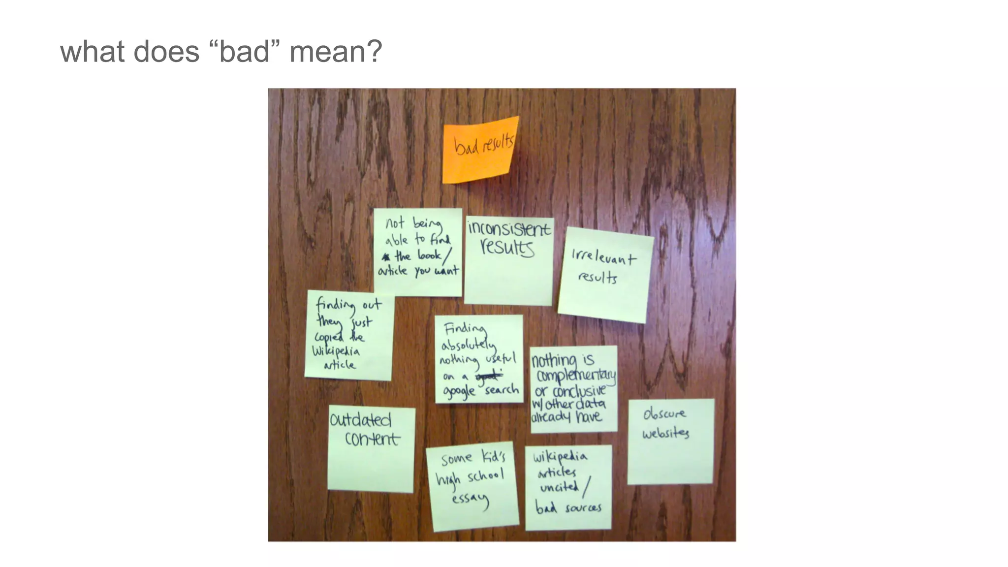 what does “bad” mean?
 