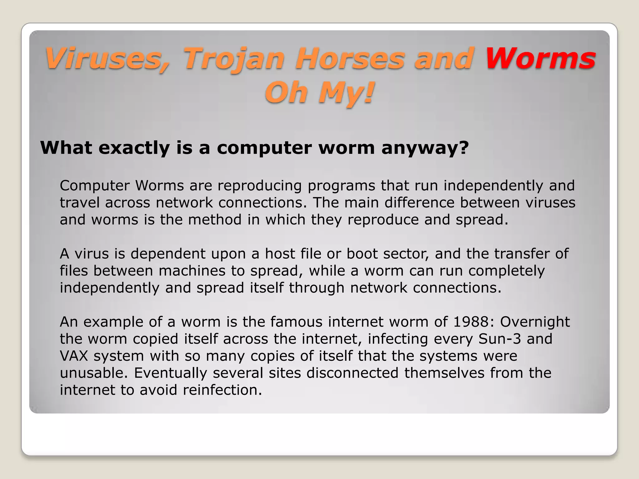 Network SecurityPasswordsMake your password at least 8 characters long - The longer the password, the more tries it takes to guess the password. Keeping your password over 8 characters will increase the difficulty in guessing your password.Avoid common number/letter replacements. (i.e. 1 and I, 3 and e) - Most "Brute Force" programs are aware of these replacements, and it uses them when creating a list of possible passwords to use.Do not use any keyboard sequences (i.e. qwerty) - Keyboard strings are common in many passwords, and for this reason many "Brute Force" programs use them as well. 