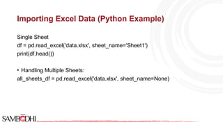 Importing data from various sources (CSV, Excel, SQL) | PPT