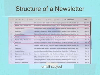 Structure of a Newsletter 
email subject 
 
