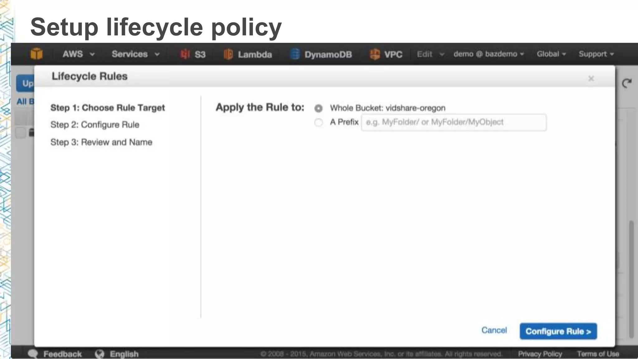 Setup lifecycle policy
 