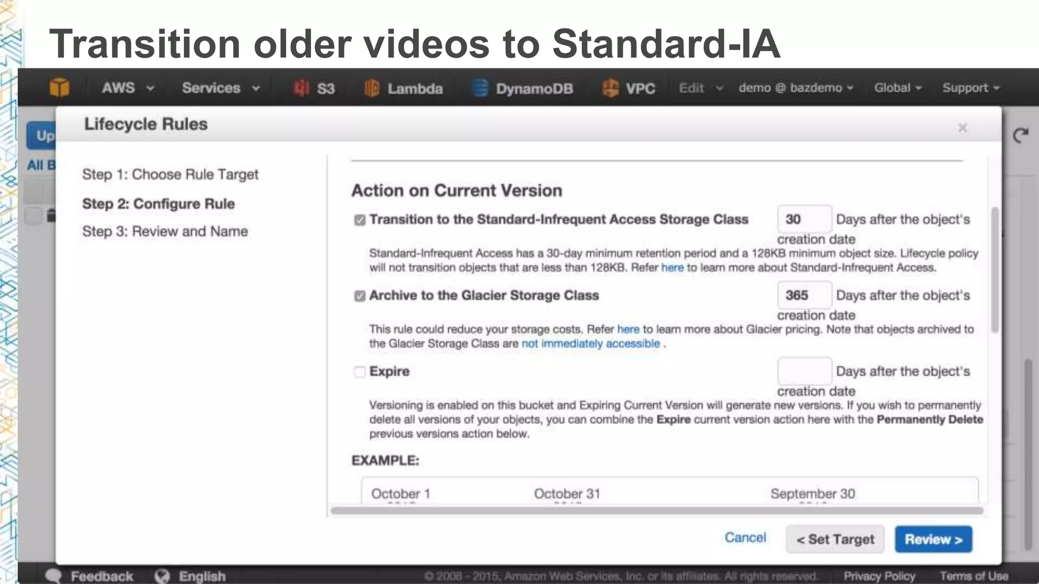 Transition older videos to Standard-IA
 