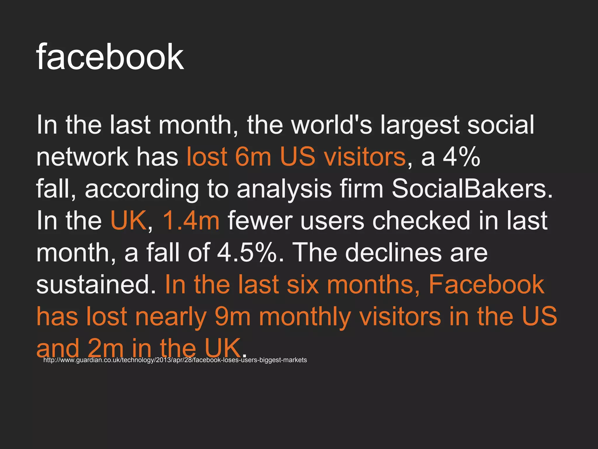 Is there a limit to growth?
	

WIKIPEDIA HAS PEAKED	

	

FACEBOOK HAS PEAKED?	

	

WHAT ABOUT NOVELTY ELEMENT?	

 