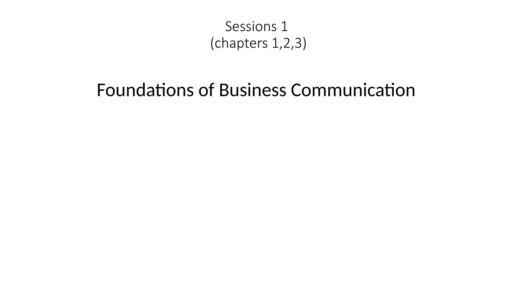 Sessions 1
(chapters 1,2,3)
Foundations of Business Communication
 