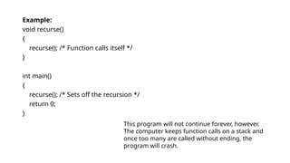 Problem solving using C program- Recursive function | PPTX