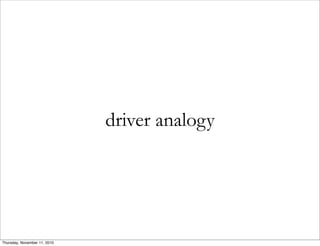 driver analogy
Thursday, November 11, 2010
 